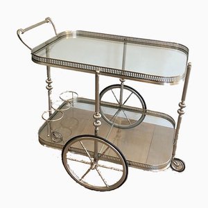 Carrito francés estilo neoclásico de plata y latón, años 40