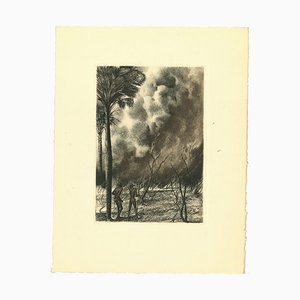 Emmanuel Gondouin, Africa, the Fire, Originale Lithographie, 1930er