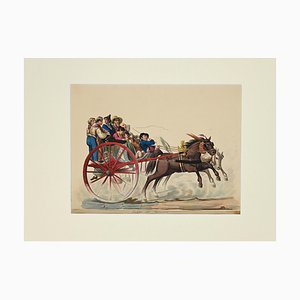 Michela De Vito, Figuren auf einem Streitwagen, Original Gouache, 1820er