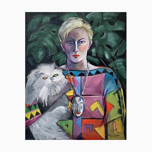 Hanna Bakula, Self Portrait with Persian Cat, 2020