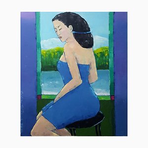 Lidia Wiencek, Porträt in einem blauen Kleid, 2002