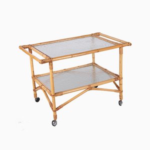 Vintage Bamboo Trolley and Serving Trolley, 1960s