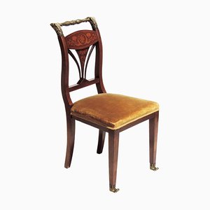 19th Century Empire Marquetry and Bronze Side Chair, Italy