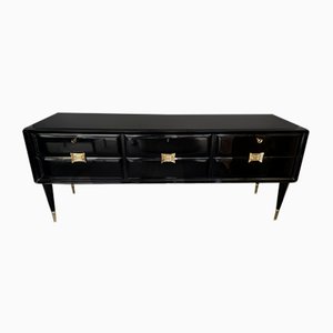 Italian Sideboard in Lacquered Wood and Brass by Vittorio Dassi, 1950s