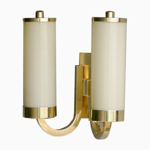 2-armige Art Deco Messing Wandlampe