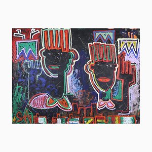 Wise Up We All From Africa, Grande Peinture Néo-Expressionniste, 2019