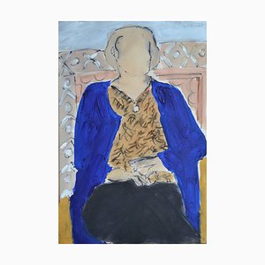 Sarah Jane in blu, pittura figurativa contemporanea di John Emanuel, 2015