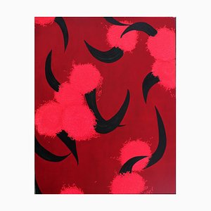 Red Mist Descending, Contemporary Abstract Ölgemälde von Sue Bleakley, 2018