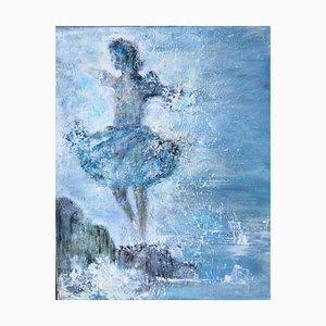 Ocean's Dance, pittura ad olio figurativa contemporanea, 2018