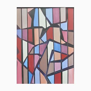 Fragmentos, Pintura abstracta contemporánea al óleo sobre tablero, 2019
