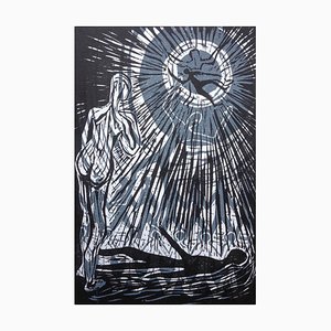 Barbara Wagner, Icarus Observed, 2017, Woodcut
