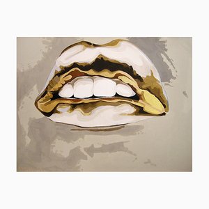 Kiss, pintura figurativa contemporánea de acrílico sobre lienzo de Anna Malikowska, 2015