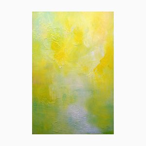 Paisaje en amarillo, pintura al óleo abstracta contemporánea, 2017