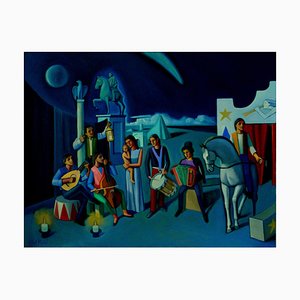 Circus Nativity, Contemporary Figurative Oil Painting, 2018