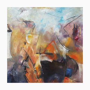 The Listening Land, pintura al óleo abstracta contemporánea, 2020