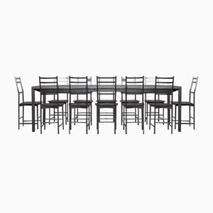 Bagutta Tisch und Stühle aus Aluminium von Opera Design für Ycami, 1980er, Set of 13