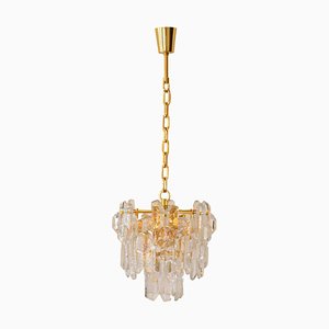 Thick Textured Clear Glass Chandelier by J. T. Kalmar