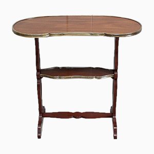 Small Louis XVI Style Trolley Table in Kidney Shape with Mahogany Veneer, Late 19th Century