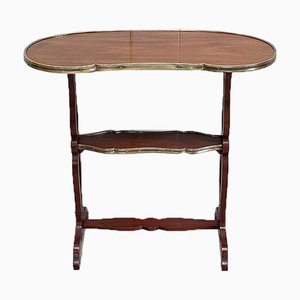 Small Louis XVI Style Trolley Table in Kidney Shape with Mahogany Veneer, Late 19th Century