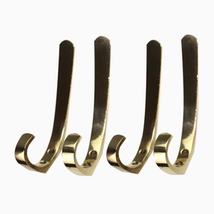 Solid Brass Hooks in the Style of Carl Auböck, 1950s, Set of 4