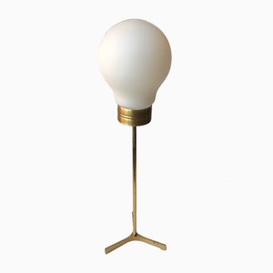 Modern Scandinavian Brass and Opaline Tripod Table Lamp, 1960s