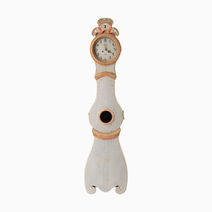 Reloj Mora sueco rococó del siglo XIX con pintura original