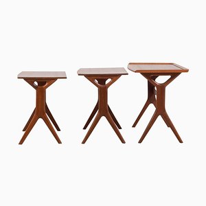 Teak Danish Nesting Tables by Johannes Andersen for Silkeborg, Set of 3