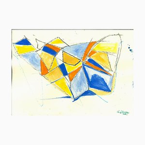 Giorgio Lo Fermo, Blue Shapes, Original Tempera and Watercolor, 2020