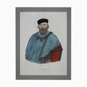 Desconocido, Portrait of Garibaldi, litografía original, siglo XIX