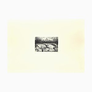 Nazareno Gattamelata, The Tiber and Saint Peter, Original Etching on Paper, 1985