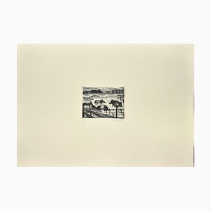 Nazareno Gattamelata, Animals in the Corral, Original Etching on Paper, 1985