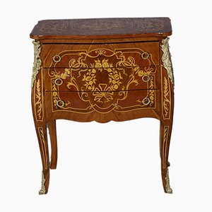 Baroque Style Brass Chest with Ornamental Marquetry