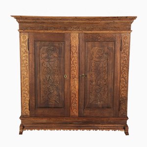 Baroque Oak Cabinet with Tendril Carvings, 18th Century