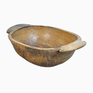 Big Handmade Hungarian Wooden Dough Bowl, Early 1900s