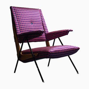 Fauteuil Vintage en Coton à Carreaux, 1970s