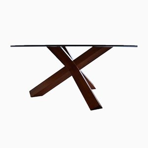 Tavolo da pranzo La Rotonda in noce e legno di Mario Bellini per Cassina