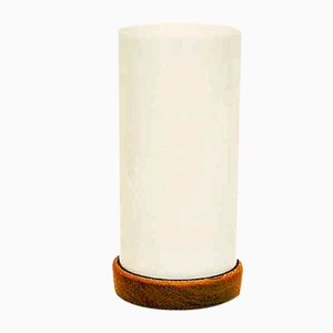 Lámpara de escritorio de teca y acrílico blanco, años 60