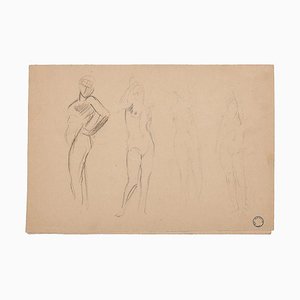 Charles Lucien Moulin, Figures of Women, Original Drawing, Early 20th-Century