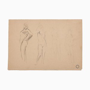 Charles Lucien Moulin, Frauenfiguren, Originale Zeichnung, Frühes 20. Jahrhundert