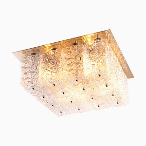 Lampadario quadrato in vetro e ottone di Limburg, Germania, 1960