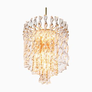 German Tendril Ribbon Chandelier in Crystal Glass & Gilt-Brass from Palwa, 1960s