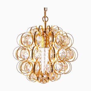 Lustre Orbit en Cristal et Laiton Doré par Gaetano Sciolari pour Palwa, Allemagne, 1960s