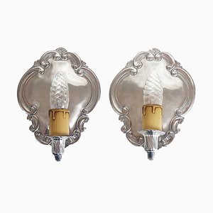 Vintage Pewter Wall Sconces by August Weygang, Germany, 1900s, Set of 2