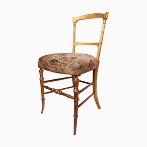 Chaise Chiavari Antique en Bois Doré, Italie, 19ème Siècle