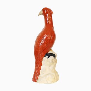 Große italienische Vintage Majolica Keramik Figur von Fasanen Vogel