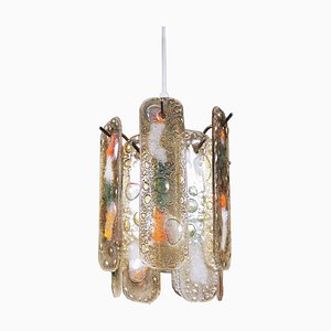 Small Pendant Lamp in Murano Glass & Brass, 1960s