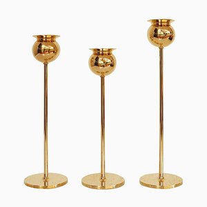 Tulip Candlesticks by Pierre Forssell for Skultuna Sweden, Set of 3