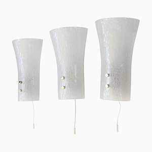 Deutsche Wandlampen aus Murano Glas & Nickel, 1960er, 3er Set