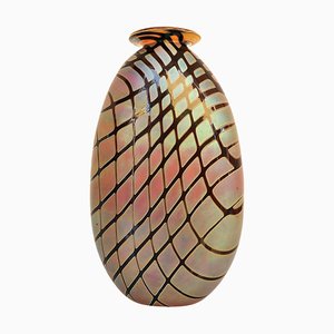 Schillernde ovale Kunstglas Vase mit Lippe von Craig Zweifel, 2003