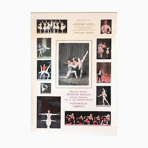 Póster de la era soviética de ballet ruso vintage brillante, años 80